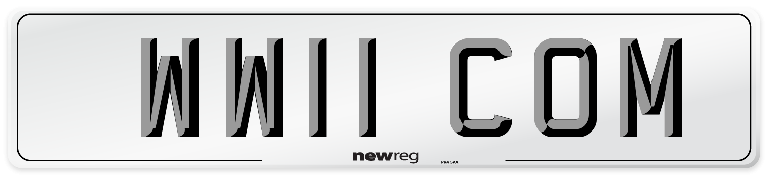 WW11 COM Number Plate from New Reg